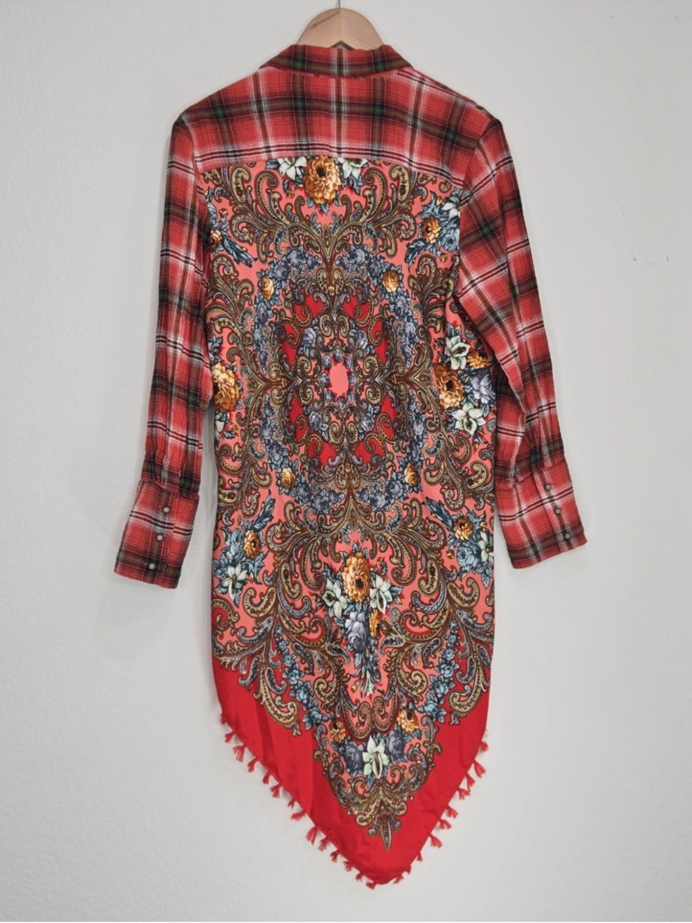 Aratta Silent Journey Scarf Back Top Beautiful Floral Hi Low Size L Womens